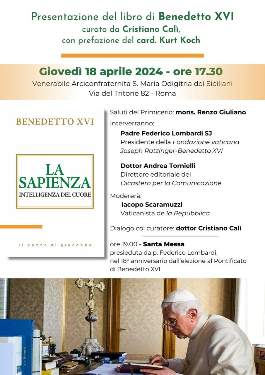 Padre Lombardi e Andrea Tornielli presentano volume “La Sapienza. Intelligenza del cuore”, il 18 aprile a Roma